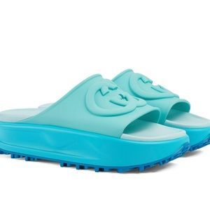 Multi-Blue “Women's slide sandal with Interlocking G” from Gucci. Size 7.